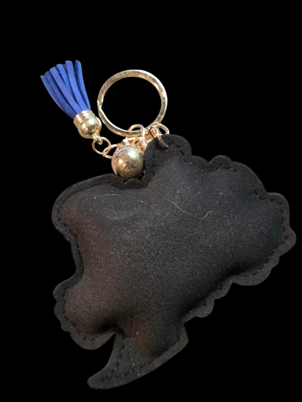 Rhinestone Black Girl Silhouette Keychain with Blue Tassel